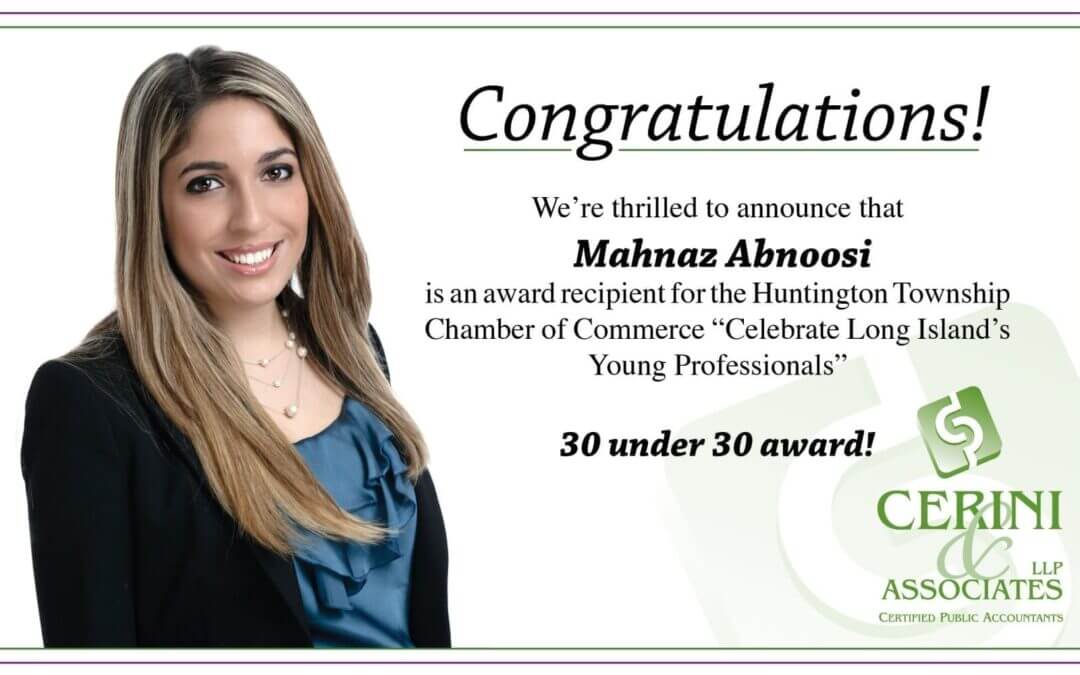 Mahnaz Abnoosi Wins the 30 Under 30 Award!