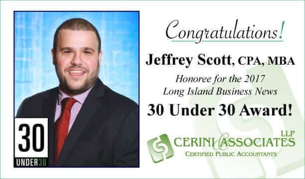 Jeffrey Scott, CPA, MBA Honored for the 2017 LIBN 30 Under 30 Award