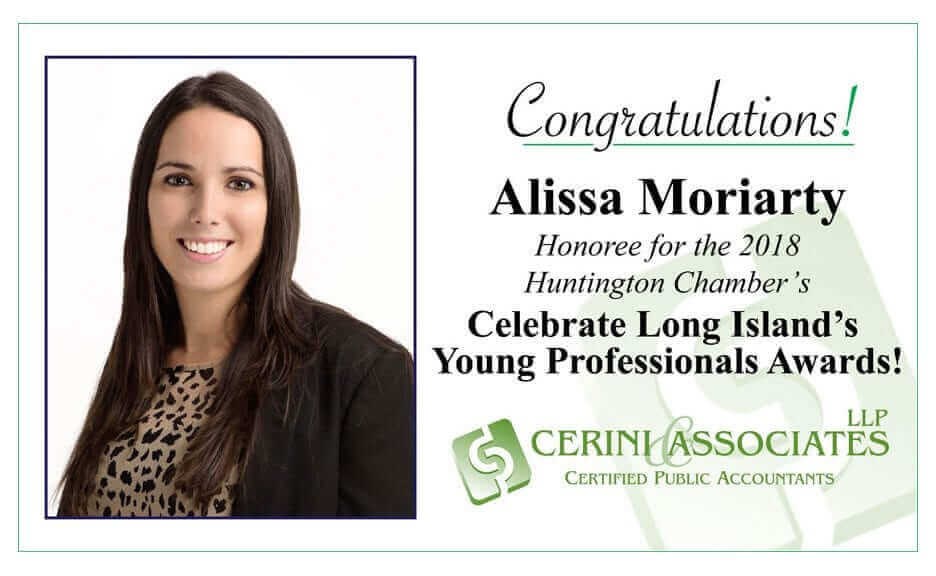 Alissa Moriarty Honoree for the 2018 Huntington Chamber's Celebrate Long Island's Young Professionals Awards