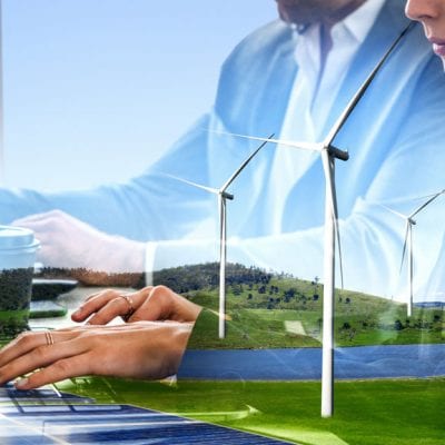 Sustainability… The Way to a Bigger Bottom Line: Windmills with office overlay