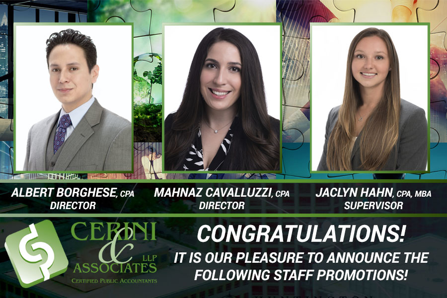 FOR IMMEDIATE RELEASE: Cerini & Associates, LLP Announces Key Promotions to Drive Continued Growth and Excellence